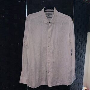 Ted Baker White Paisley Design Men’s Button Down Shirt Size 5